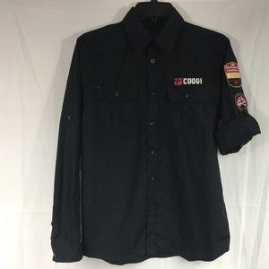 COOGI Mens Med Black Long Sleeve Button Up Shirt
